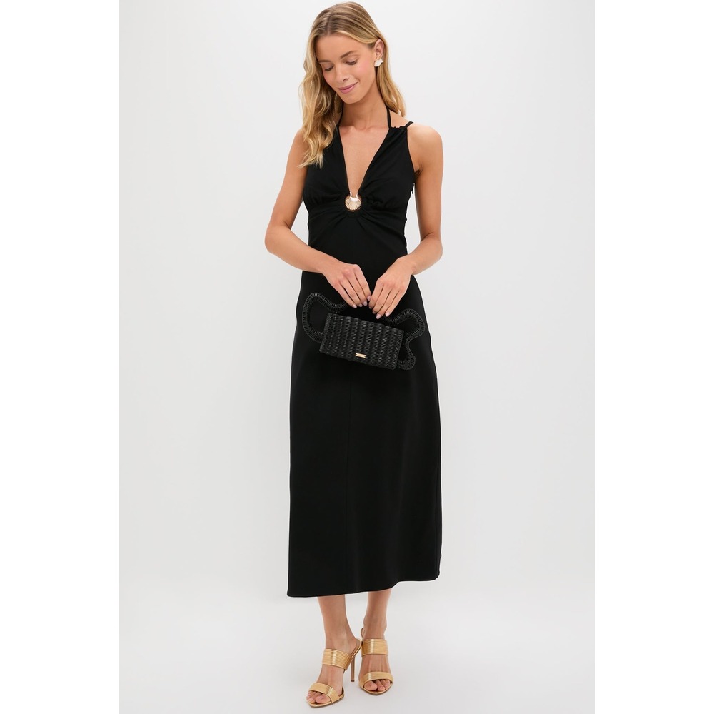 Hyacinth House Black Seashell Dionis  Midi Dress Small
